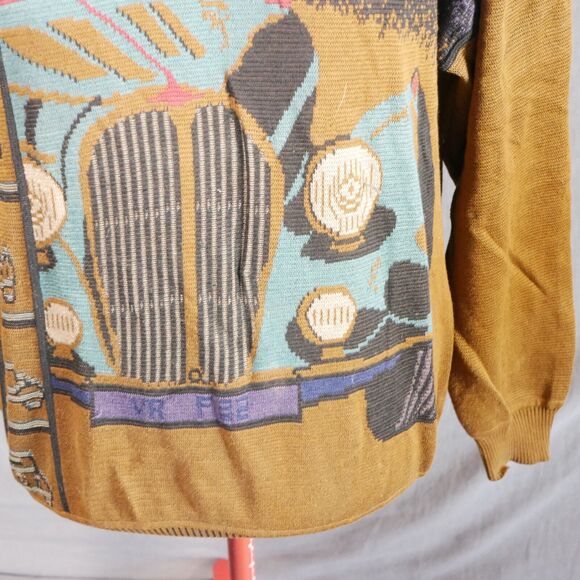 Vintage Vittorio Rocchetti 90s Sweater L Men's Brown Graphic 100% Cotton - Picture 7 of 16